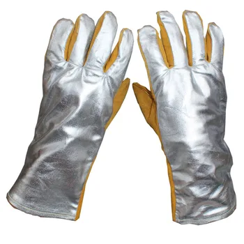 Guanti in pelle per saldatura per autodifesa Guanti protettivi Guanti antincendio ad alta temperatura da 500 - 1000 gradi Guanti da lavoro per saldatore