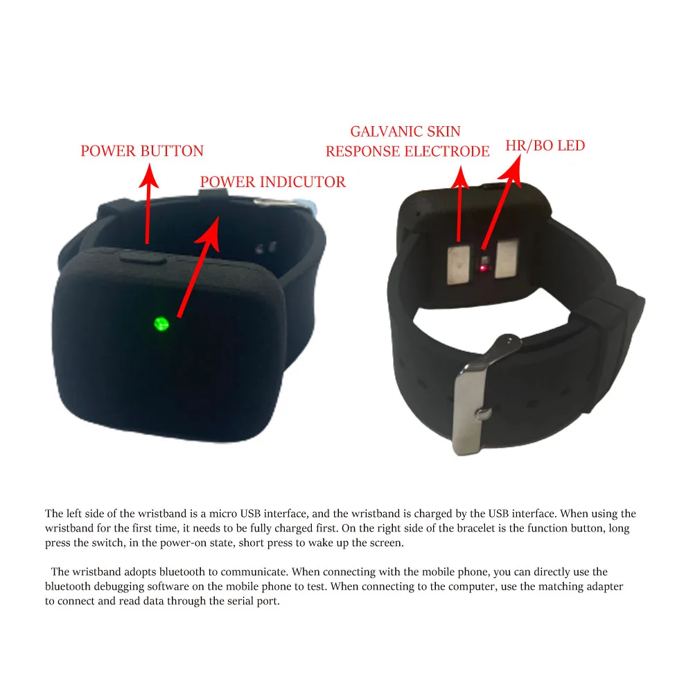 GSR Skin Electrical Sensor Heart Rate Blood Oxygen Detection Module Wrist Conductivity 3 Axis Acceleration Gyroscope Bracelet 2