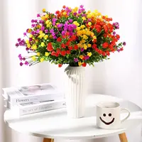 4 Bundles Artificial Plants UV Resistant Faux Bushes Plastic Flowers Home Farmhouse Wedding Outdoor Garden Porch Decor Plant 3