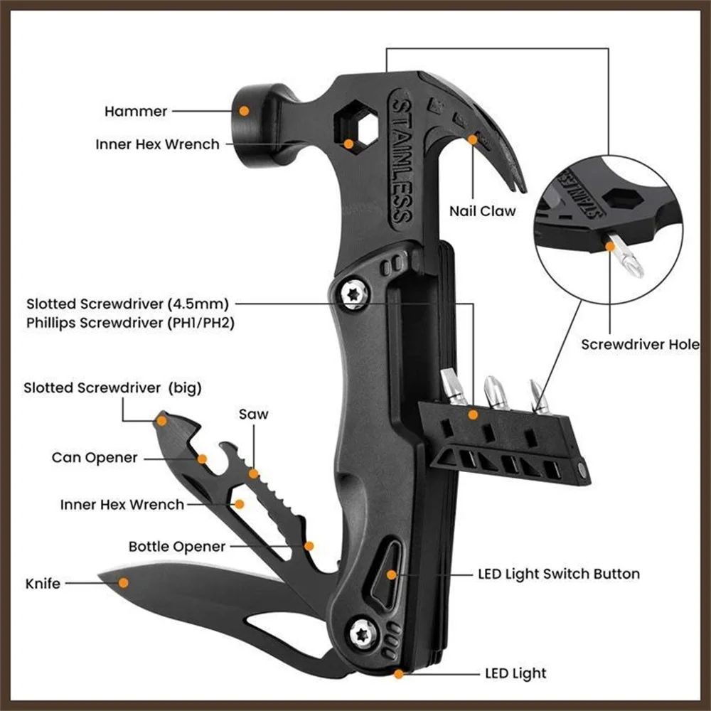 Klauen hammer Multifunktion zange Multi tool Klauen hammer Edelstahl  Werkzeug hülle für das Überleben im Freien Camping Jagd Wandern - AliExpress