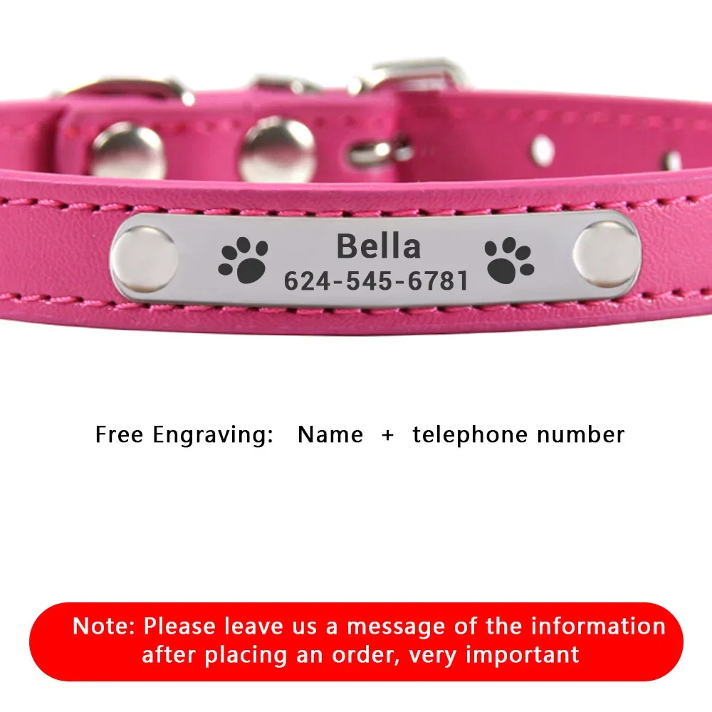 PU Leather Cat Collar Personalized Kitten Collar ID Name Engraving Pet Neck Starp For Cat Small Dog Puppy Accessories Necklace 4
