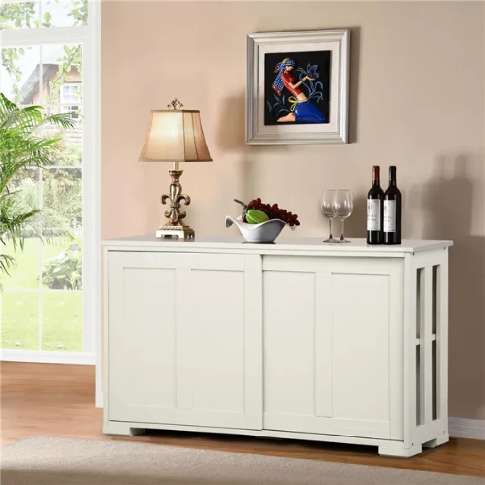 

Stackable Buffet Cabinet with Sliding Door Sideboard Storage Cabinet Antique White