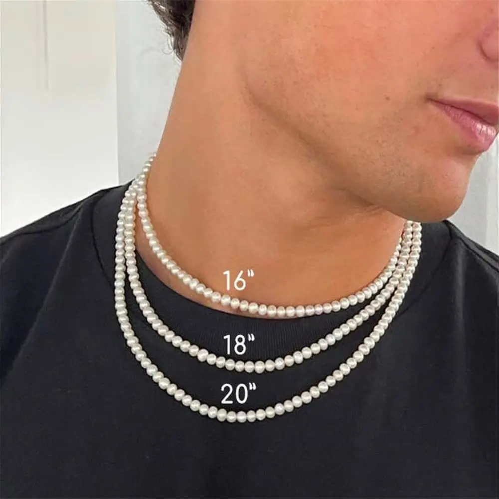 Pearl Necklace Men Simple Handmade Strand Bead Necklace 2022 New Trendy Men Jewelry for Women Girls Wedding Banquet Necklaces