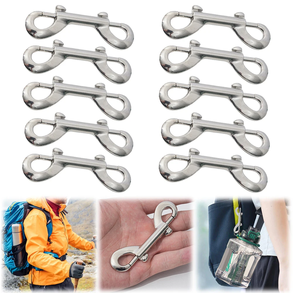 10pcs Eye Bolt Snap Hook 316 Stainless Steel Trigger Snaps Metal Clips B-Shape Spring Hook for Linking Dog Leash Feed Buckets