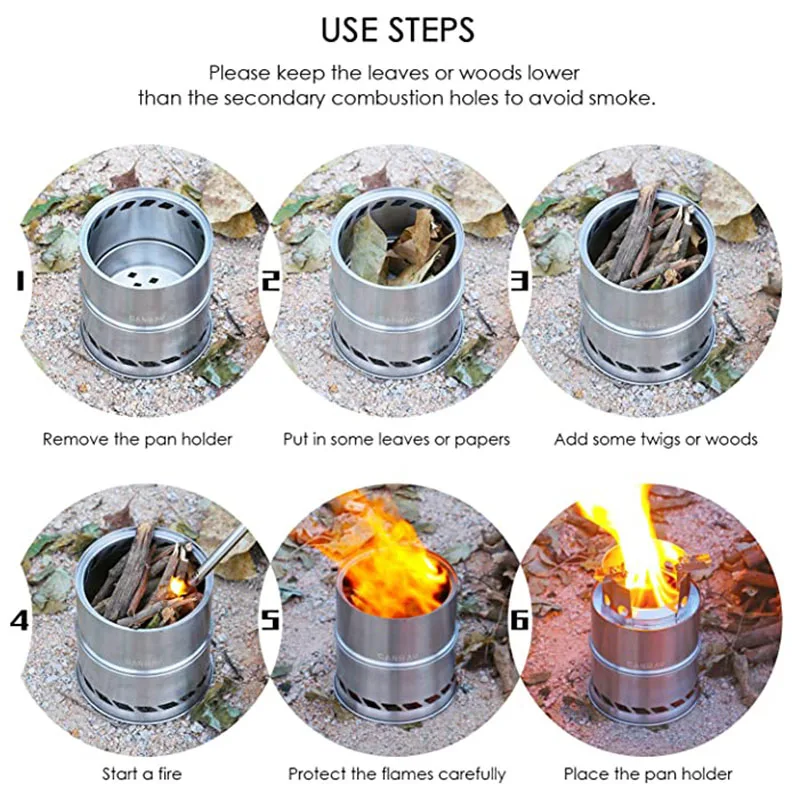 40cm Outdoor Camping Stove Firewood Household Wood Heating Stove Smokeless  Large Pot cocina de gas portatil - AliExpress