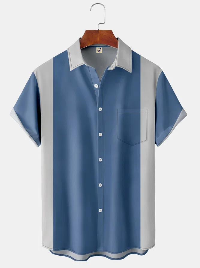 Casual Short Sleeved Shirt Short Sleeved Shirt Hawaiian Shirt Men Party Shirt New Men Classic Stripes Print Shirt Patchwork Club Party Summer Beach Hawaiian Summer Casual Short Sleeve Shirts