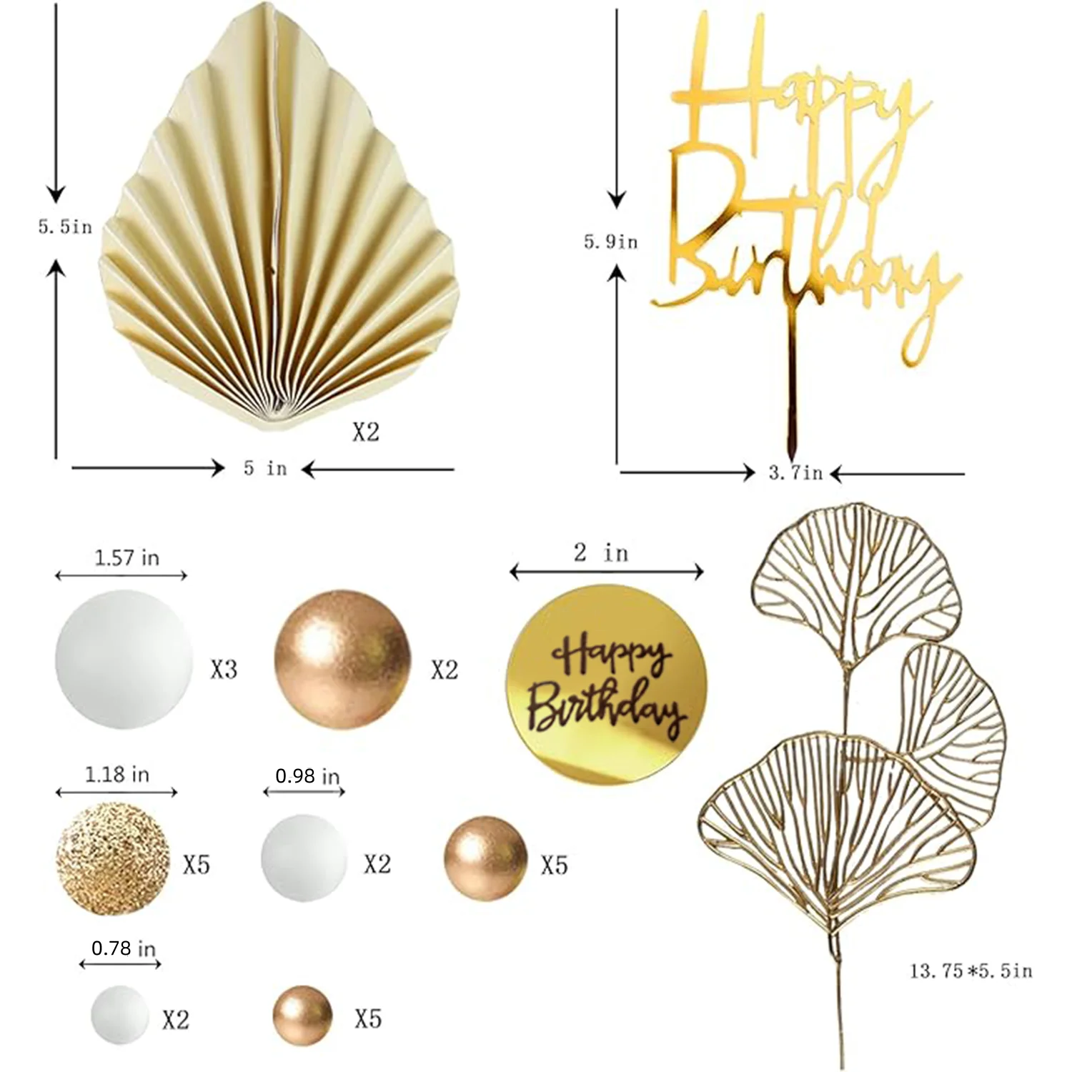 Elegant White Gold Cake Topper Balls for Celebrations and Special Occasions