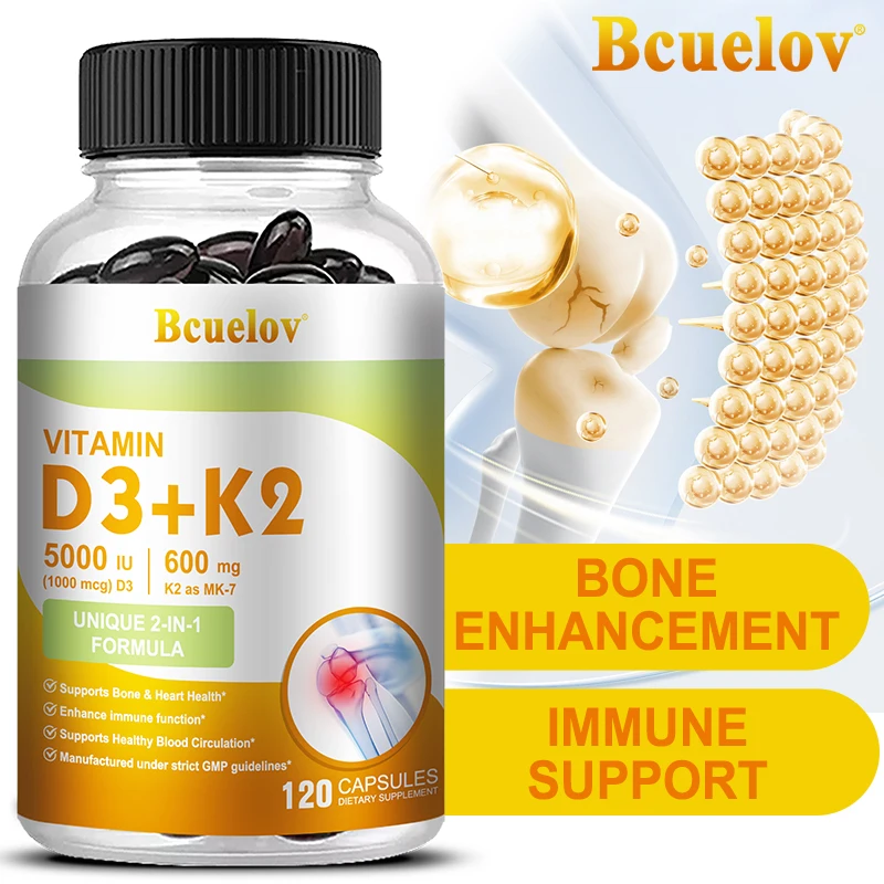 Vitamin D3 K2, Dietary Supplement for Bone, Teeth, Muscle and Immune Health