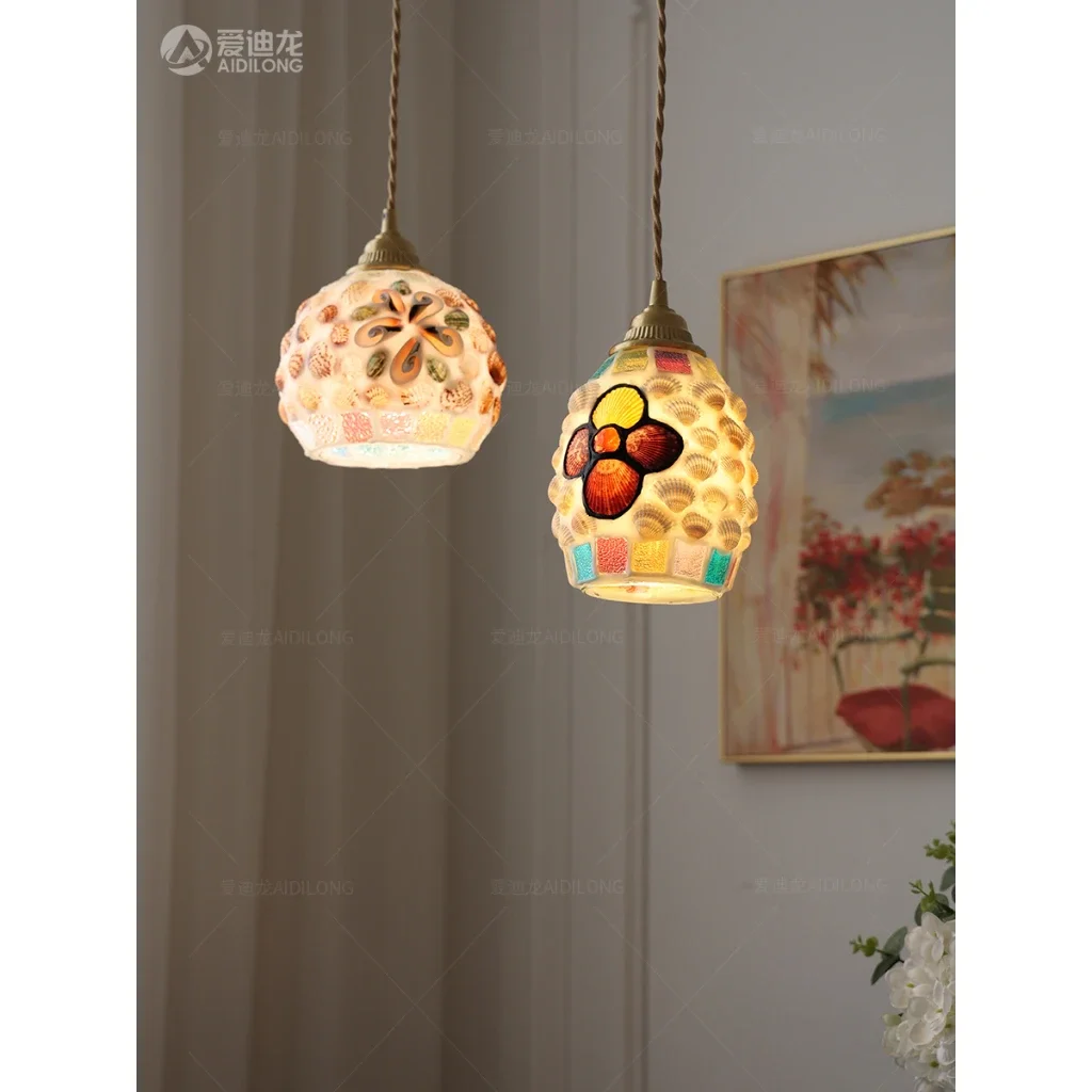 

Stained Glass Shell Dining Room Chandelier Bedroom Aisle Balcony Bedside Chandelier