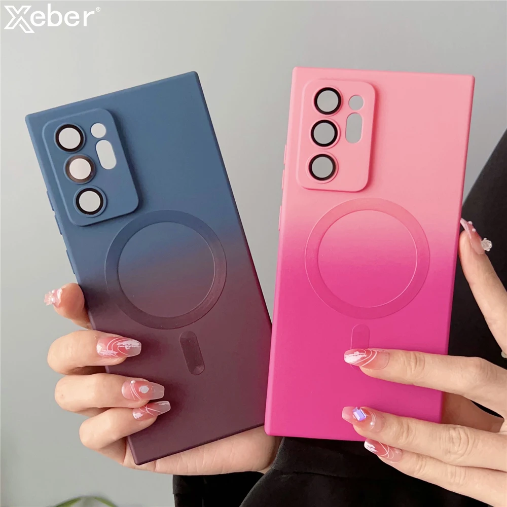 Gradiente magnetico di lusso per custodia di ricarica wireless Magsafe per Samsung Note 20 S23 Ultra S22 S21 Plus Cover in silicone morbido opaco_voghion.com