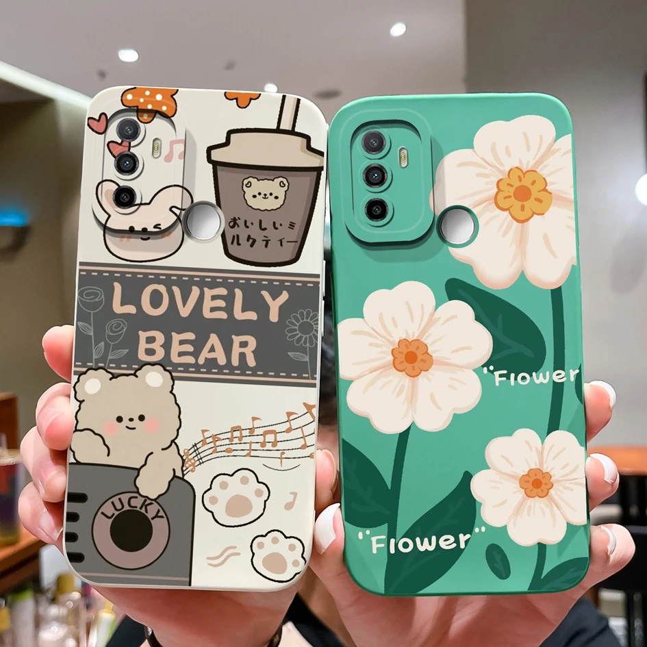 Phone Case For Oppo A53s A53 4G Fashion Astronaut Butterfly Shockproof Liquid Soft Silicone Cover Bumper For Oppo A 53 53 s Capa