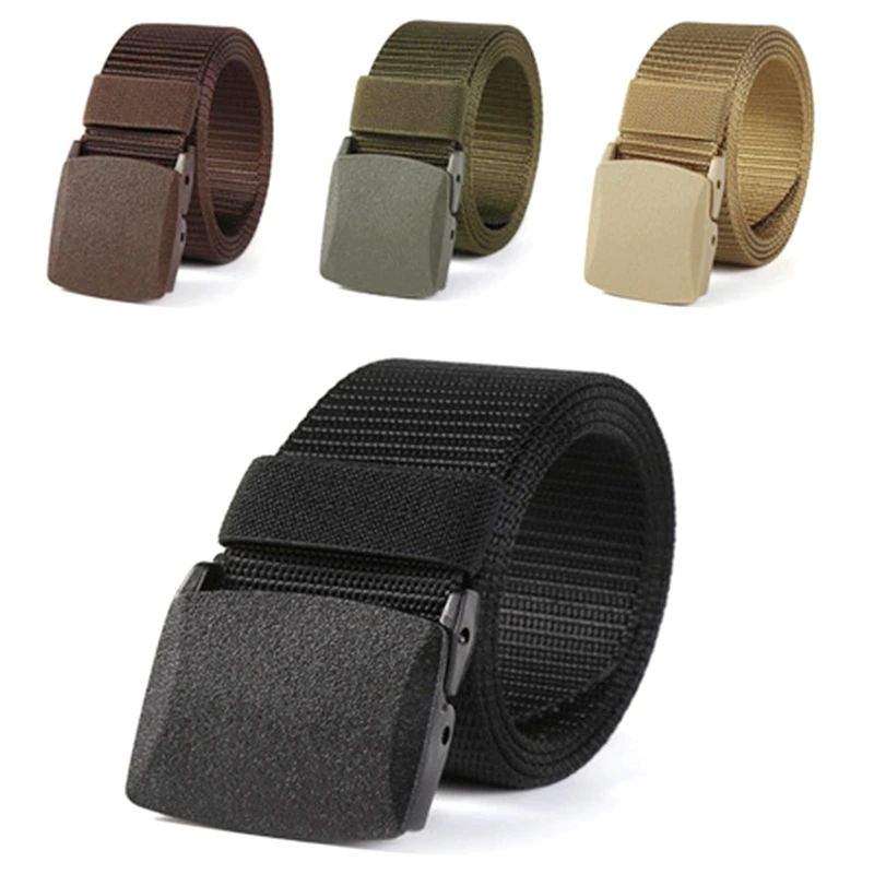 

Belt Men Women Outdoor Nylon Canvas 125cm Sports and Leisure Iron-free Metal Adjustable Plastic Tactical Automatic Buckle Belt