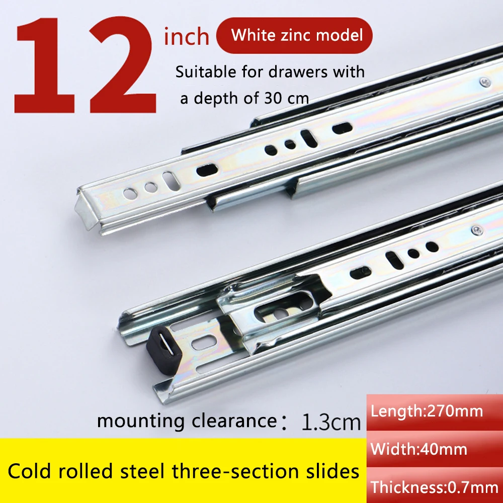 Drawer Slides 12-16 inches Stainless Steel Drawer Slides Soft Close Drawer Track Rail Sliding Three-Section Cabinet Slides Furniture Hardware