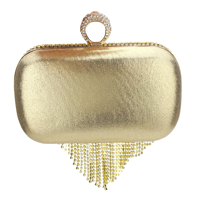 Rhinestone Tassels Ring Clutch Evening Handbag Designer Bling Diamond Wedding Party Purse for Women Chain Shoulder Messenger Bag