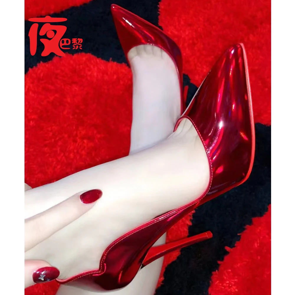 Laser Electric Red High Heels heel detail