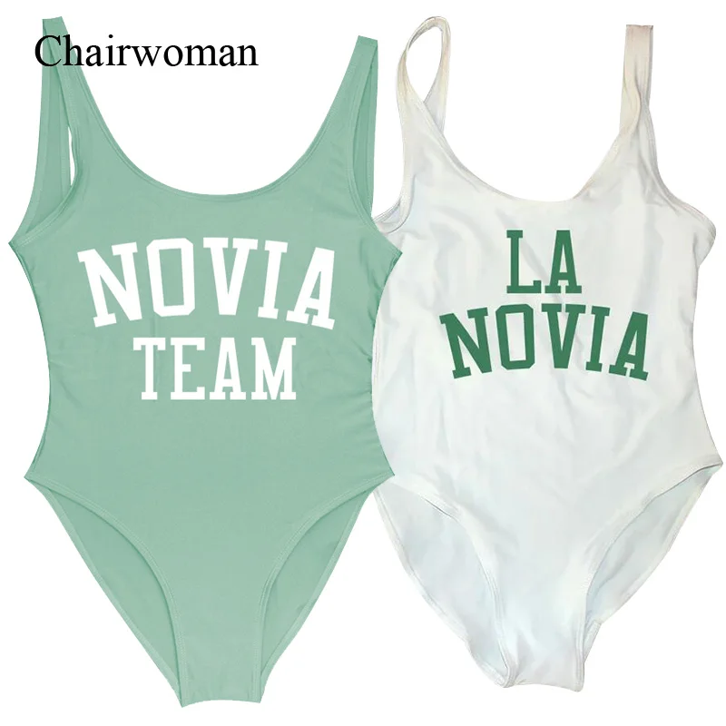 S-3XL One-Piece La Novia Swimsuit Women Spanish Novia Team Swimwear Wedding Bathing Suit Girls Hen Bachelor Party Swimming Suit one piece swimsuit women swimsuit