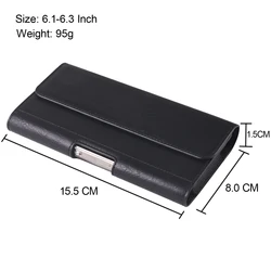 Universal Leather Belt Clip Phone Case Man Waist Bag Cover Holster Pouch (Black 6.1 - 6.3 inch)