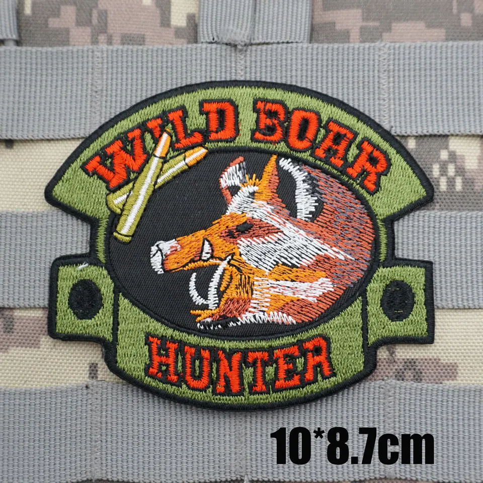 javali selvagem caçador militar tático bordado remendos braçadeira mochila  crachá com gancho apoio para roupas - AliExpress, image size:960x960