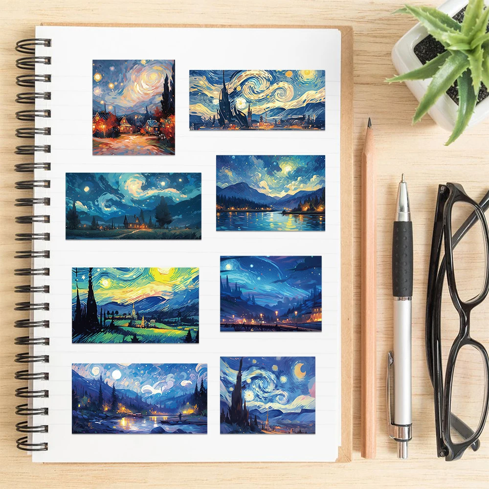Van Gogh Art Sticker Pack - Aesthetic DIY Decals for Notebooks, Phones, Bikes, and More