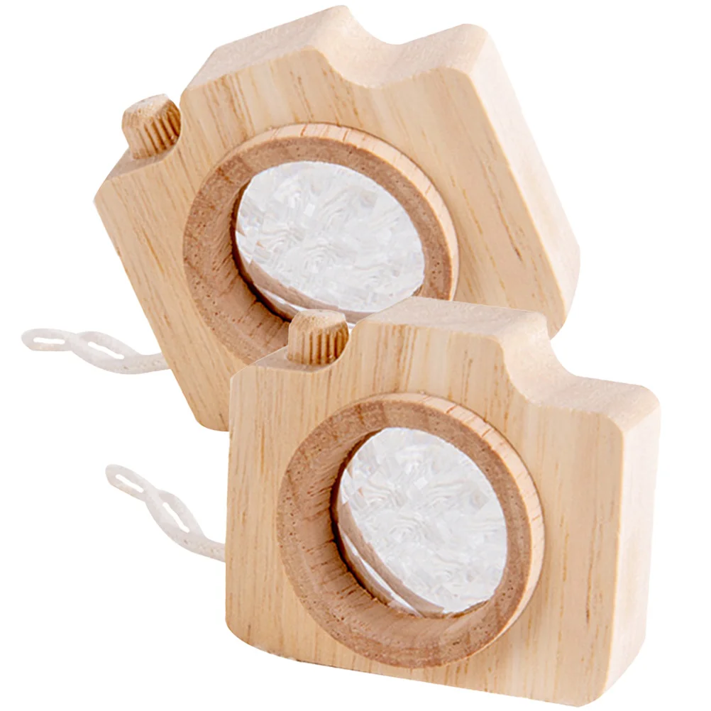 Children Wooden Camera Toy Kaleidoscope Miniature Effect Toy Camera Wood Miniature Kalidescopes Learning 2 Pcs