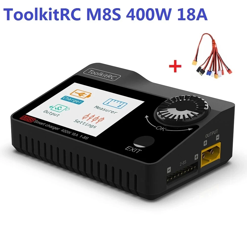 

ToolkitRC M8S 400W 18A 2.4 TFT inch Color LCD Screen Balance Charger Discharger for 2S - 8S Lipo For Rc racing drone battery
