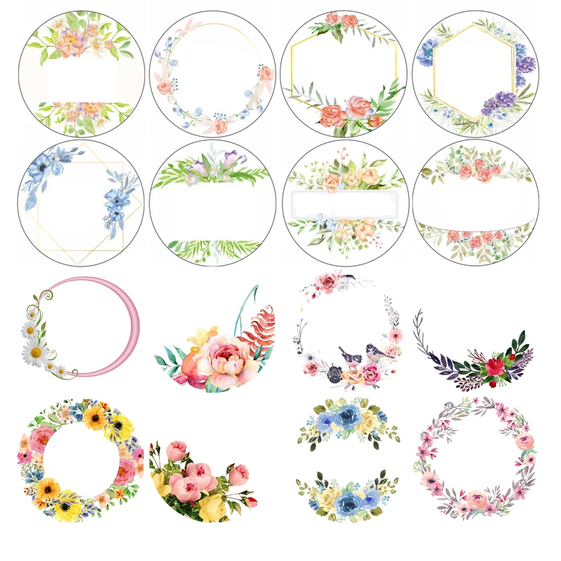 100pcs DIY White Round custom sealing sticker LOGO Labels Printed Personalised Stickers-Company Name Flower wedding 4CM