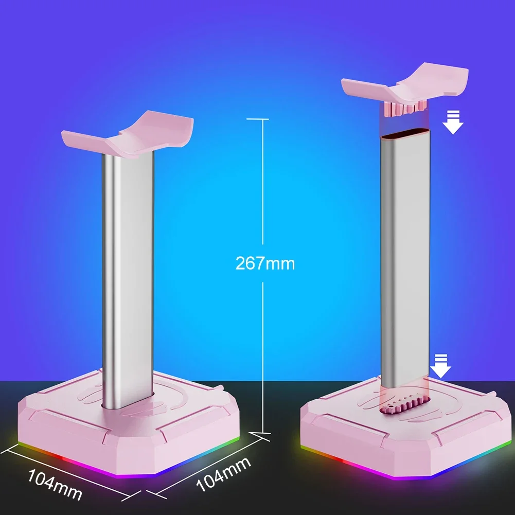Headphone Stand – LED Light Gaming Headset Holder & Desk Organizer