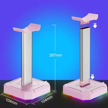 Headphone Stand – LED Light Gaming Headset Holder & Desk Organizer