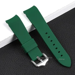 High - Quality Curved End Rubber Strap Silicone Watch Band - Waterproof Sport Bracelet Wristband Belt - 22mm (Green)
