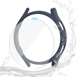 Durable Waterproof Protective Glass Case with Screen Protector for Watch 5 Pro 45mm (Gray Black)
