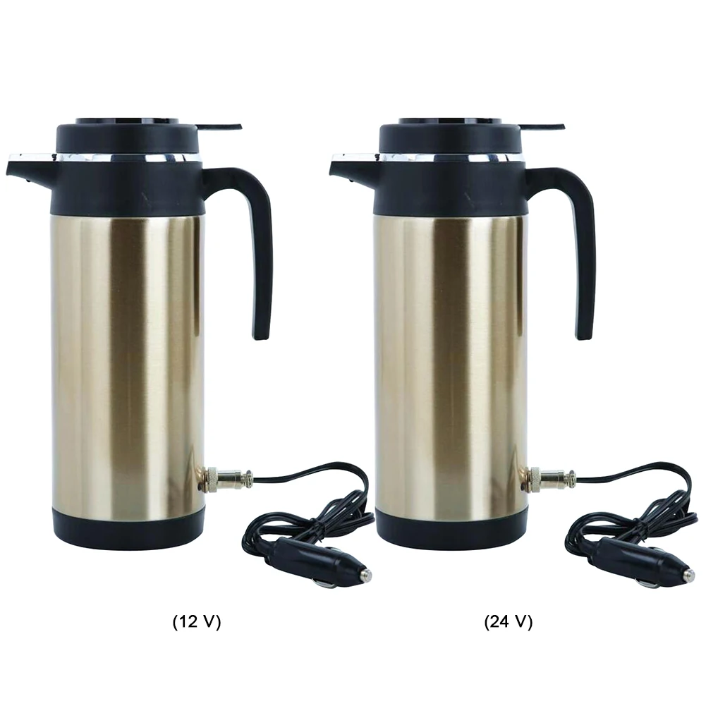 1200ML 차량용 온수 주전자, 자동차 트럭용 물 가열기, 대용량 12/24V 여행용 전기 주전자, 자동 차단 기능, 스테인리스 스틸 주전자