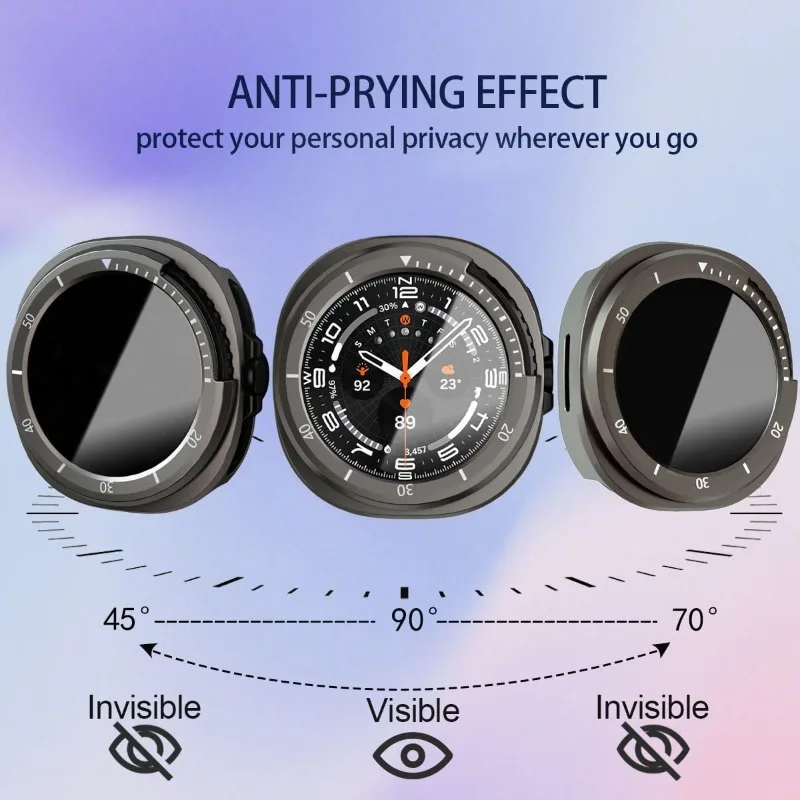 Enhanced Privacy Glass PC Case with Screen Protector Bumper for Galaxy Watch 8 Classic