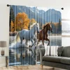 2pcs, spring summer Curtains Two Horses Semi-Sheer Curtains Versatile Polyester Fabric Decorations Perfect for Bedroom, Office, 6