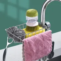 Kitchen Stainless Steel Sink Drain Rack Sponge Storage Faucet Holder Soap Drainer Shelf Basket Organizer Bathroom Accessories 2