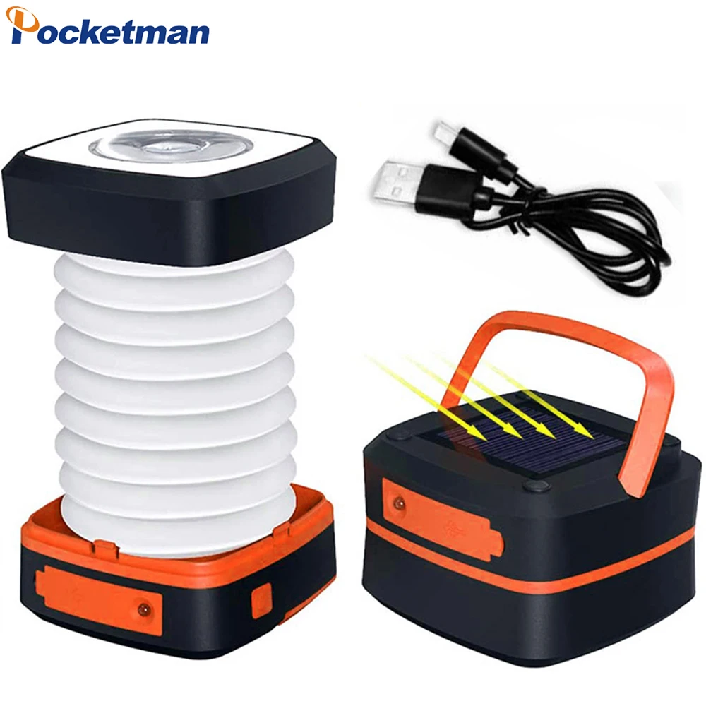 Collapsible LED Solar Lantern Rechargeable USB Solar Powered Camping Lights Waterproof Tent Light Night Light Hanging Lights 1