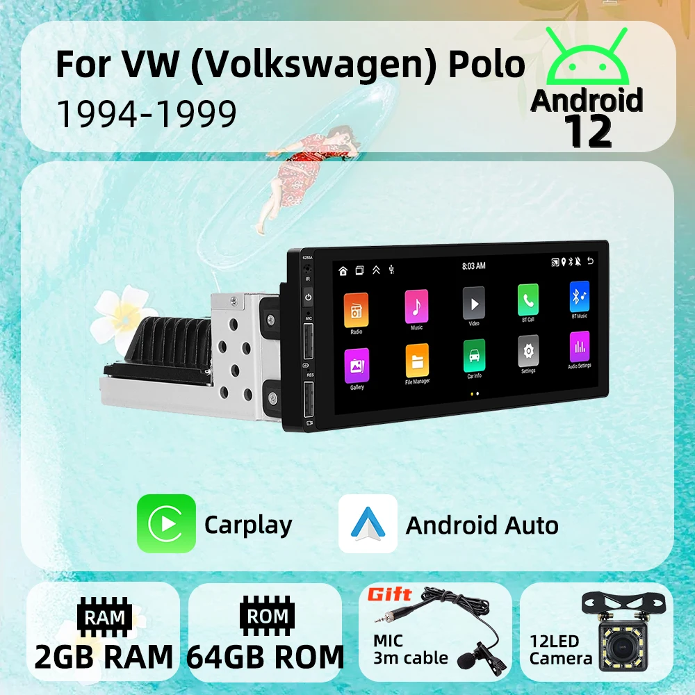 

1 Din Android радио для VW Volkswagen Polo 1994-1999 Carplay Авторадио Android авто стерео автомобиль мультимедиа головное устройство навигация