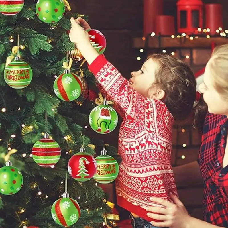 Christmas Tree Balls Ornaments Holiday Decor Glitter Ball Ornaments For Christmas Tree Wall Hanging Decoration 12Pcs/set