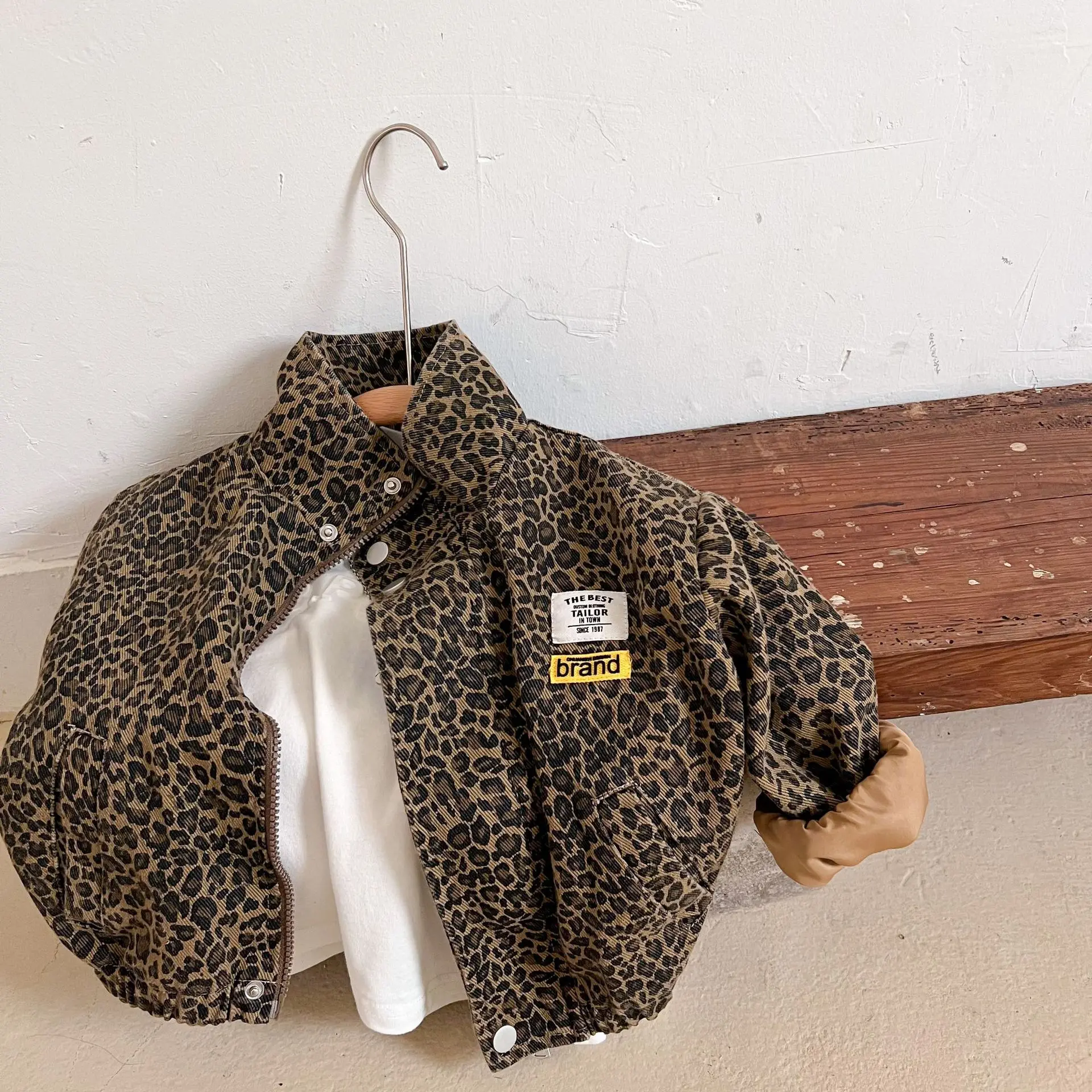 Kids Jackets Spring Autumn Children Casual Long-sleeved Boys Korean Leopard Print Girls Short Denim