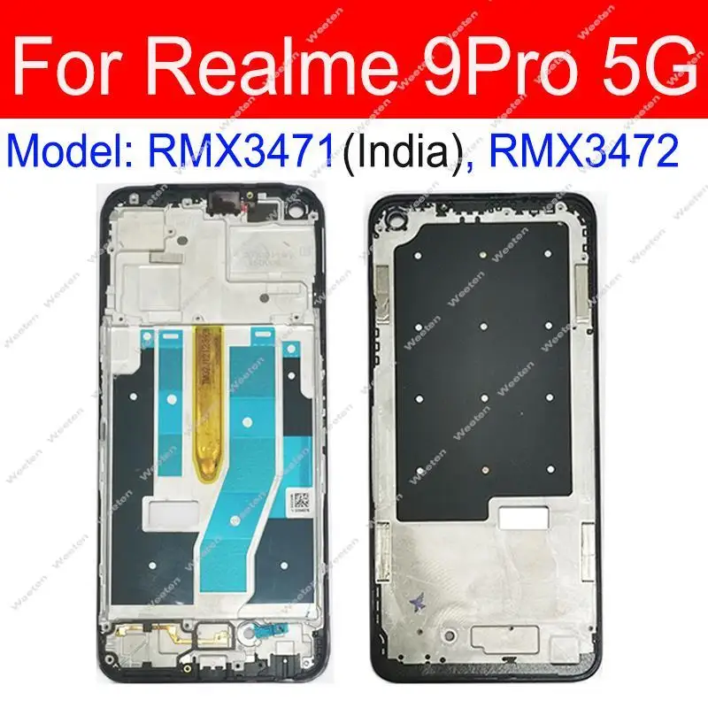 전면 LCD 프레임 하우징, Realme 9 Pro 9 Pro Plus 9i 9 4G 5G LCD 스크린, 전면 프레임 베젤 커버, 중간 케이스 교체