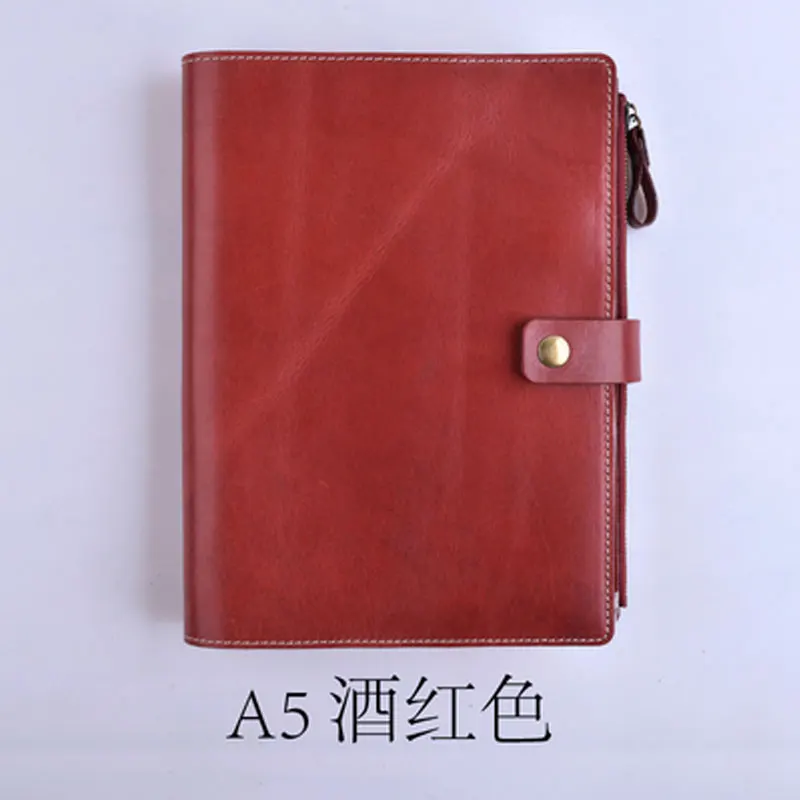 Yiwi Couro Genuíno a5 a6 a7 Plaina Folha Solta Pasta Diário Caderno com Bolsa Zip - Imagem 5