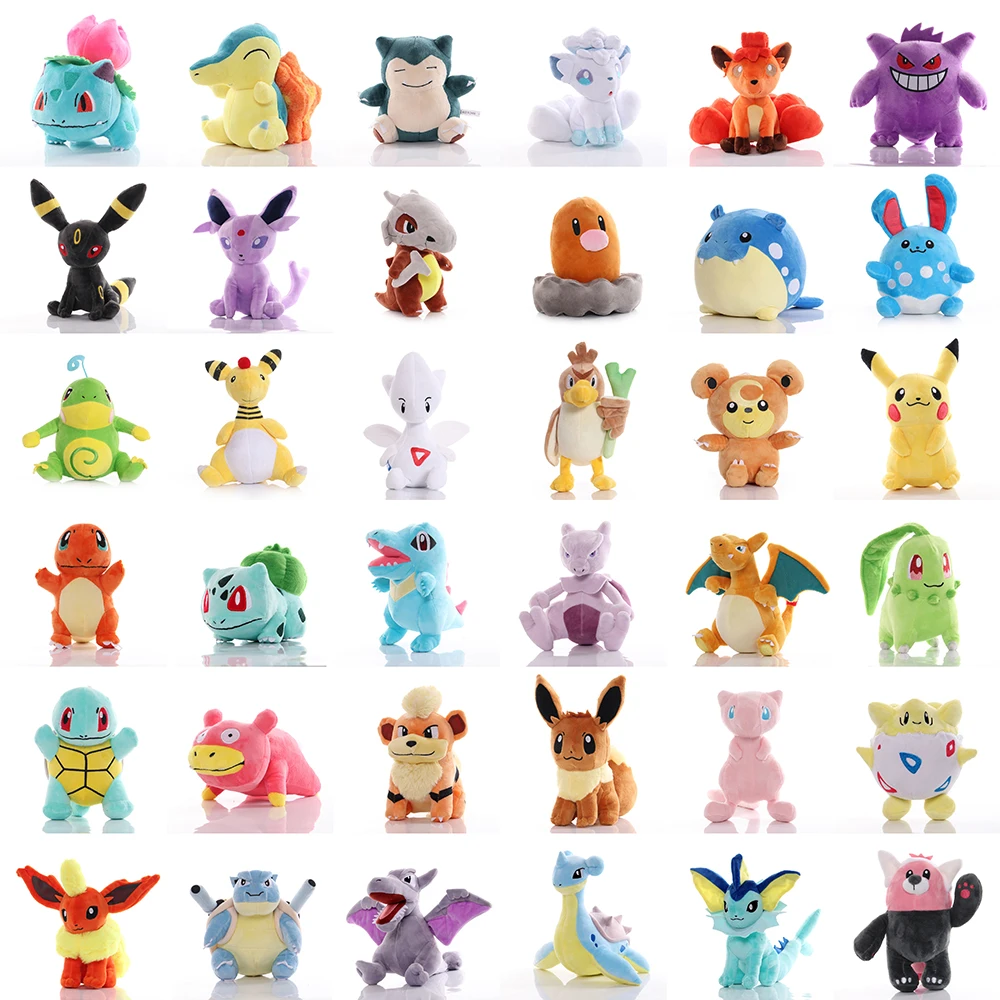 

Pikachu Charmander Eevee Gengar Squirtle Jigglypuff Pikachued Cartoon Plush Toys Pokemoned Bulbasaur Stuffed Doll Gifts for Kid