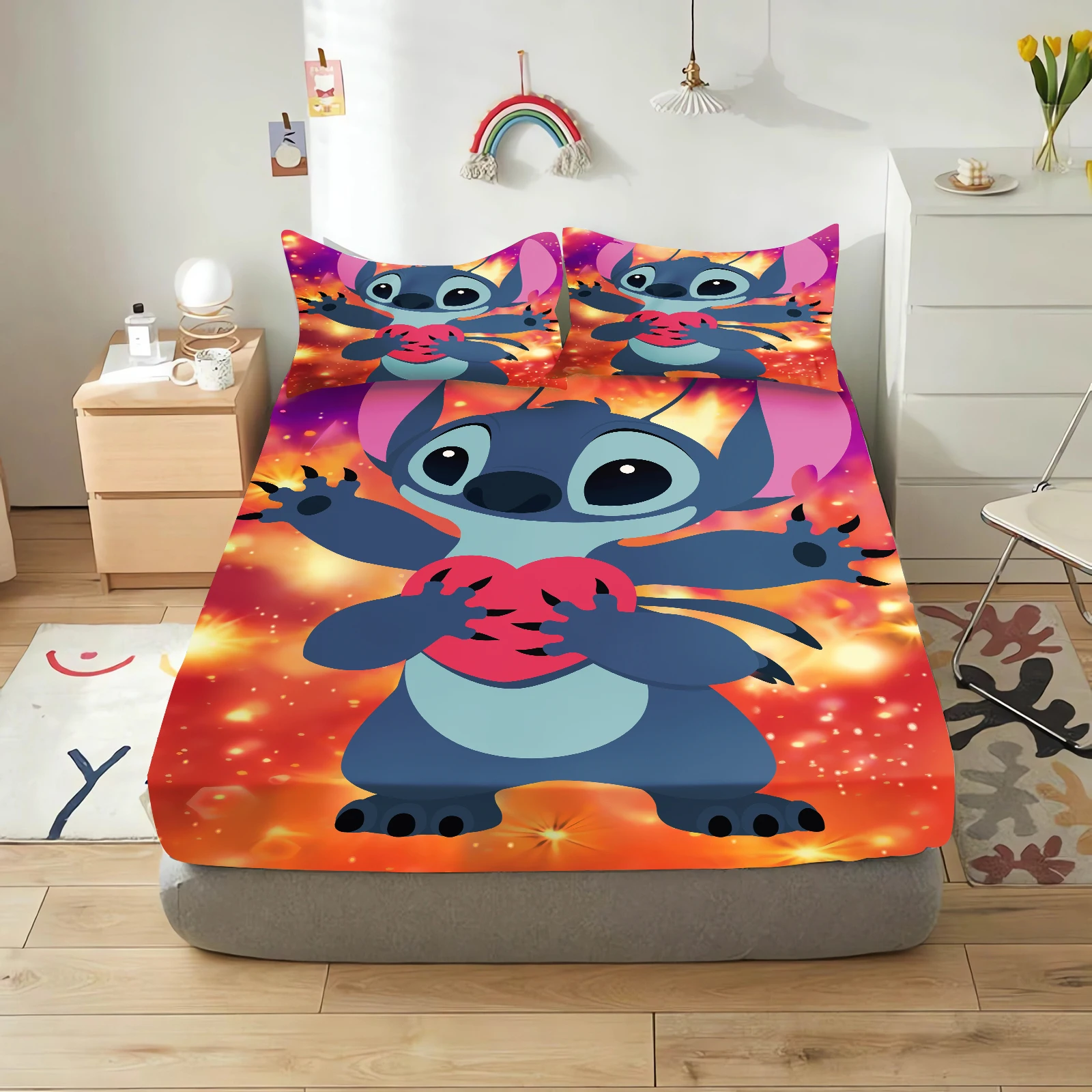 Description Picture 6 of itemStitch Fitted Sheet Cartoon Coverage Sheets Cover Teenager Soft Skin-friendly Elastic Children Cute Printing Bedding