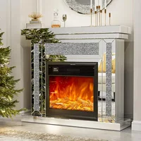 Mirrored Electric Fireplace TV Stand, 7 Colors Changing Mantel Freestanding Heater Corner Firebox w/3D Realistic Flame Effect 1