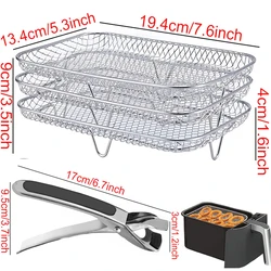 3-Tier Air Fryer Baking and Grill Rack Set (Rectangle A and clip)