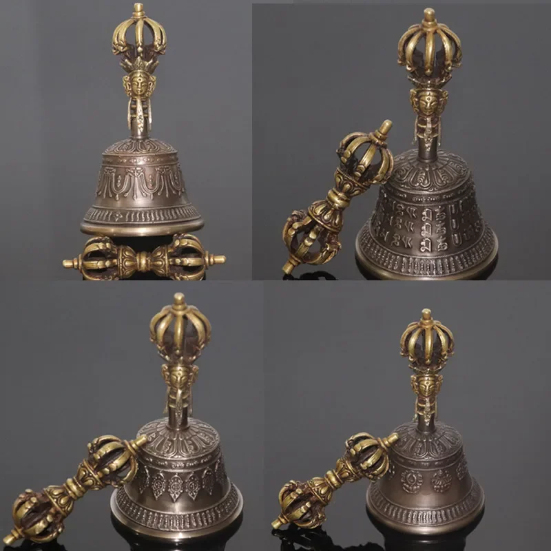 

Nepal Tibetan Bells Chimes Handmade Brass Vajra Bell and Pestle Meditation Tool Sound Healing Instrument Buddhist Supplies Gifts