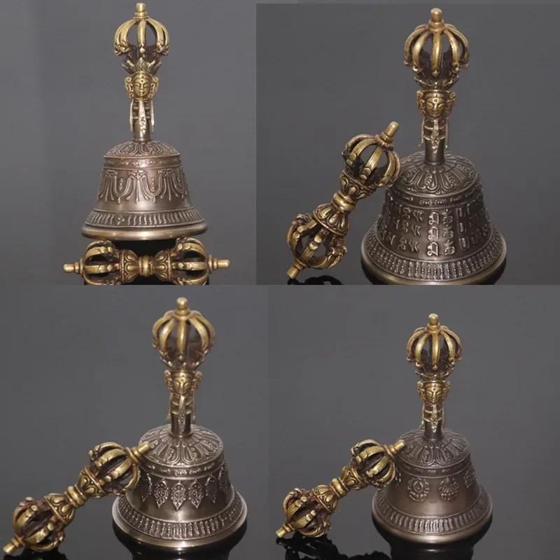 Meditation Chimes Buddhist Bell Nepal Tibetan Bells Chimes Handmade Brass Vajra Bell and Pestle Meditation Tool Sound Healing Instrument Buddhist Supplies Gifts