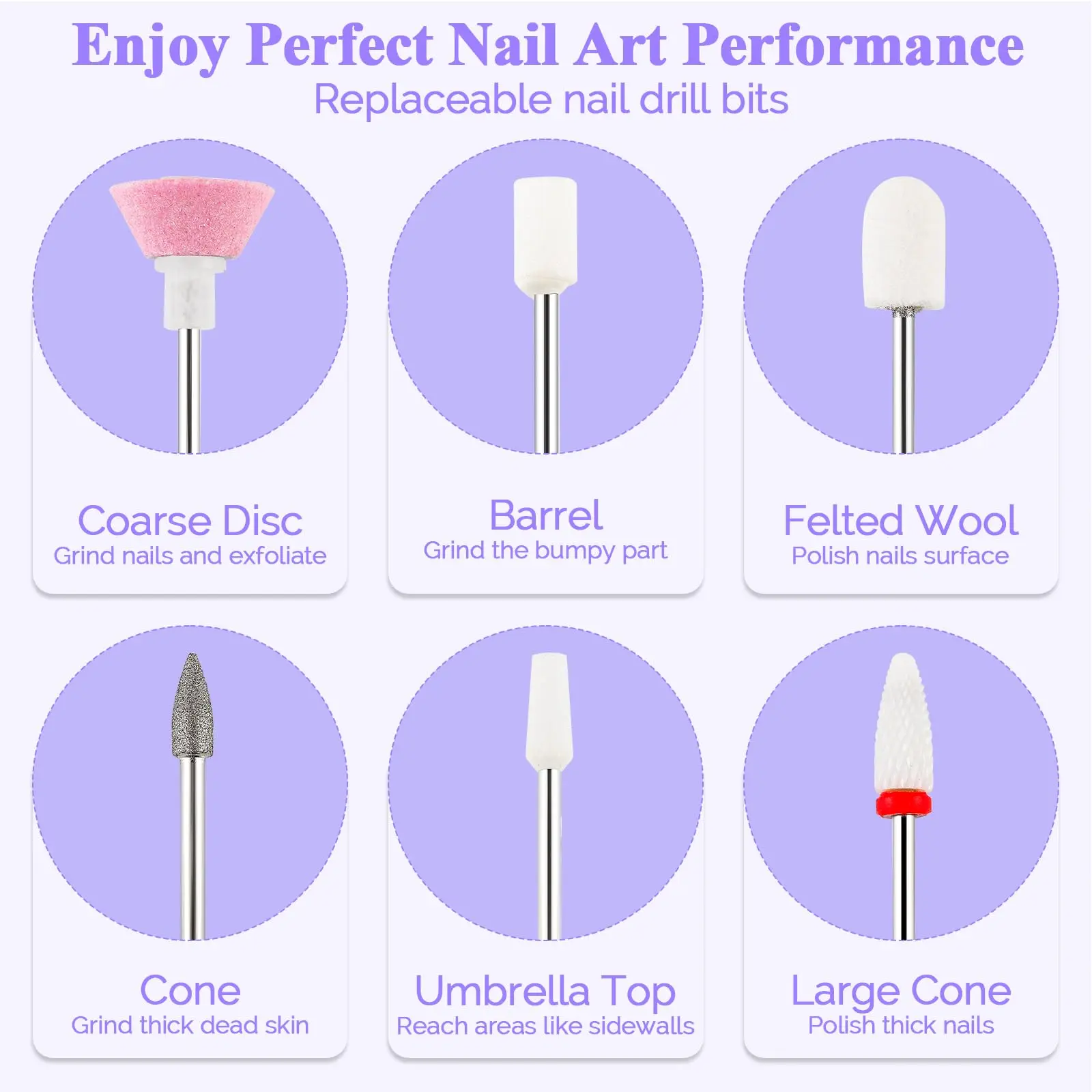 Electric Nail Polisher Drill Bits Professional Nails Grinding Polishing Dead Skin Removal Art Sanding File Pen Manicure Machine 4