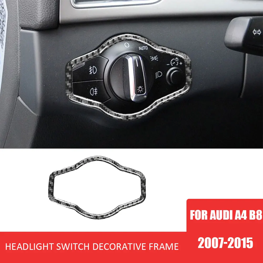 

for Audi A4 B8 2007-2015 Carbon Fiber Car Headlight Frame Switch Button Decoration Car Interior Decoration Accessories