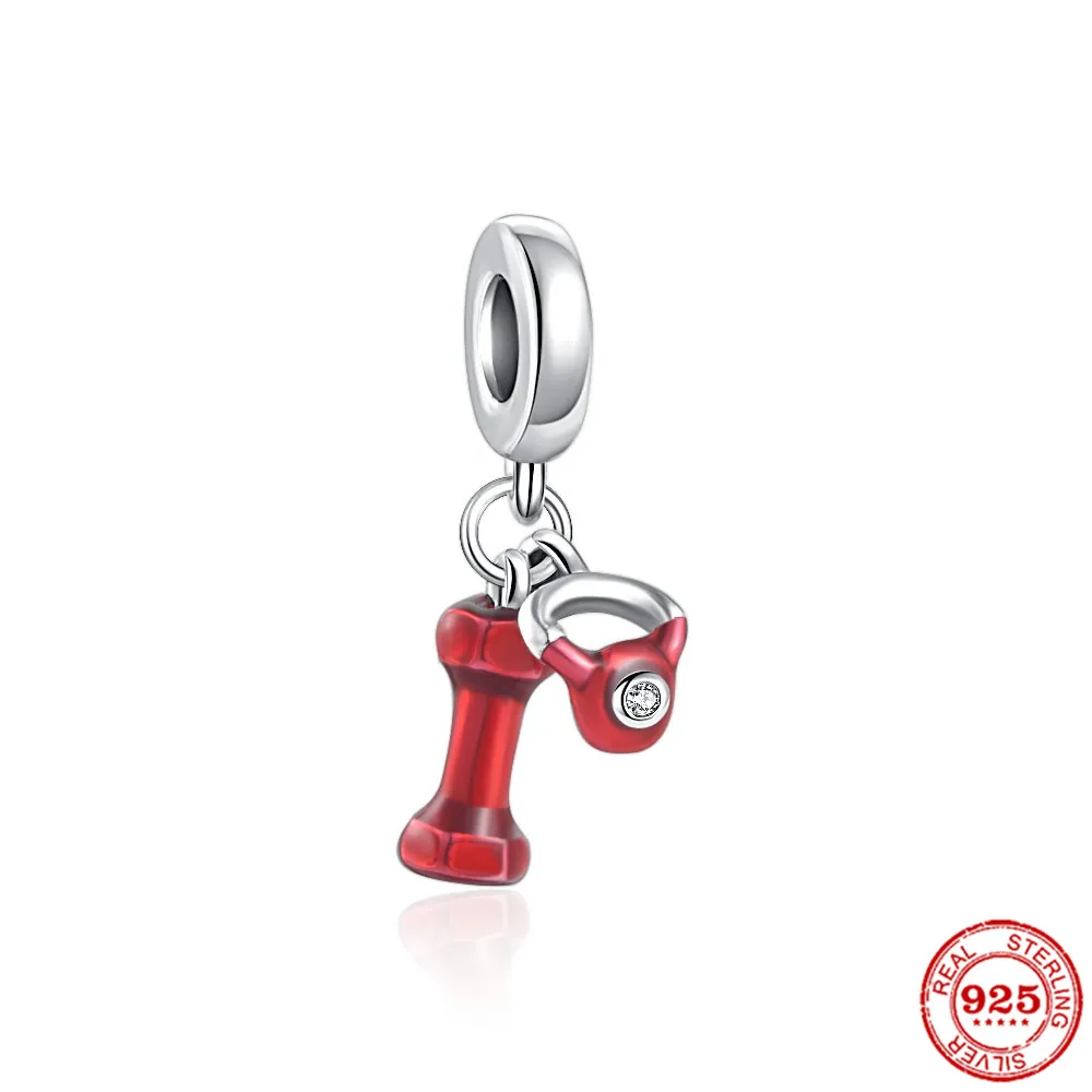925 Sterling Silver Dumbbell Pendant Charm Bead For Women Fit Original Bracelet DIY Jewelry For Girl charm jewelry sterling silver jewelry beads charms sterling silver beads silver charm bead charm bead beads jewelry sterling silver beads charm