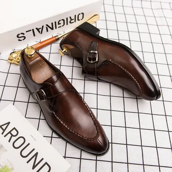Men Leather Shoes Fashion Luxury Wedding Shoes Mens Loafers Moccasins Driving Walking Shoes for Men Party Classic Buckle Busines 5